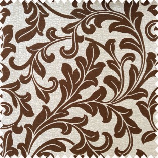 Chocolate brown and cream color beautiful traditional designs texture finished background swirls bold finished pattern polyester main curtain